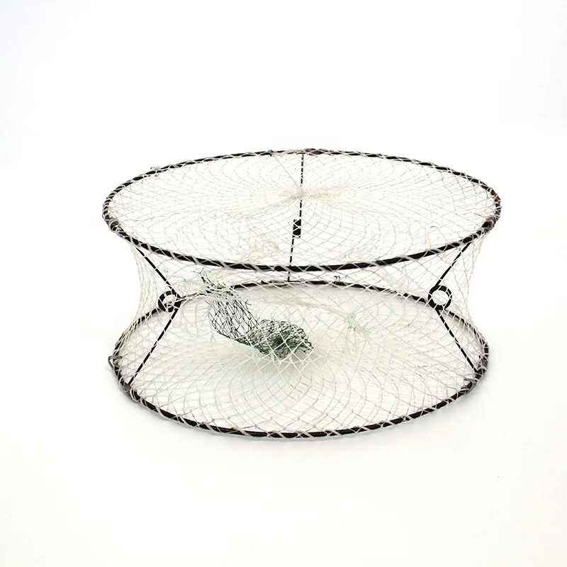 

Factory direct Aquaculture traps round fishing net cage three-hole trap lobster pot folding crab traps for sale