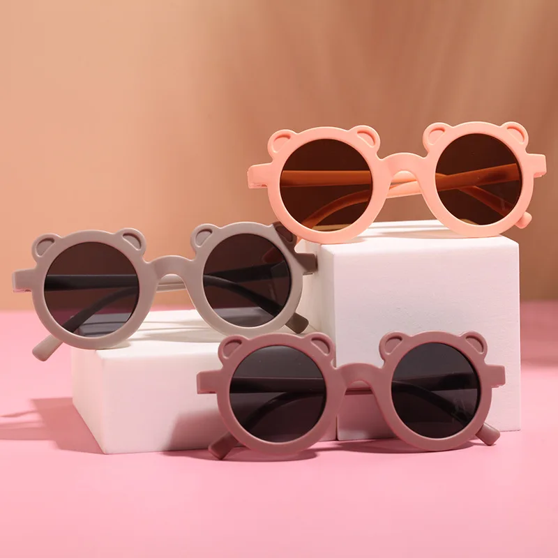 

New Cartoon Lovely Kids Sunglasses Bear Shape Frame Girls Children Sun Glasses Round Street Beat Baby Boy Eyeglasses Cute Shades, Picture shows