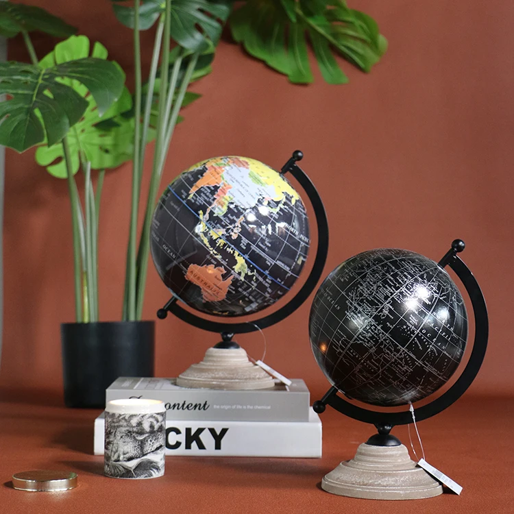 
K&B Modern style custom black home decorative Christmas gift plastic desk table world earth globe 