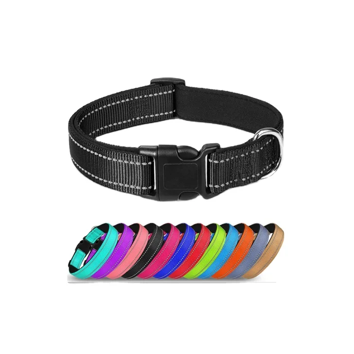 

Pet collar dog manufacturers 12 Colors custom adjustable nylon reflective dog collar