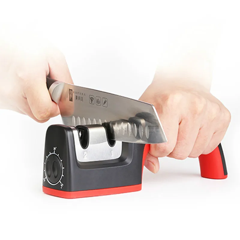 

GRINDER Kitchen Knife Sharpener Adjustable Angle With Serrated Blade Eco-friendly Good For Garden Tools TG1802, Black and red,