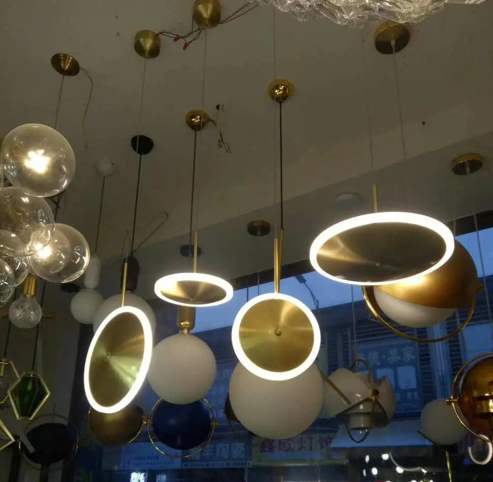 Modern european style simple classic round indoor disc chandelier lighting metal led pendant light
