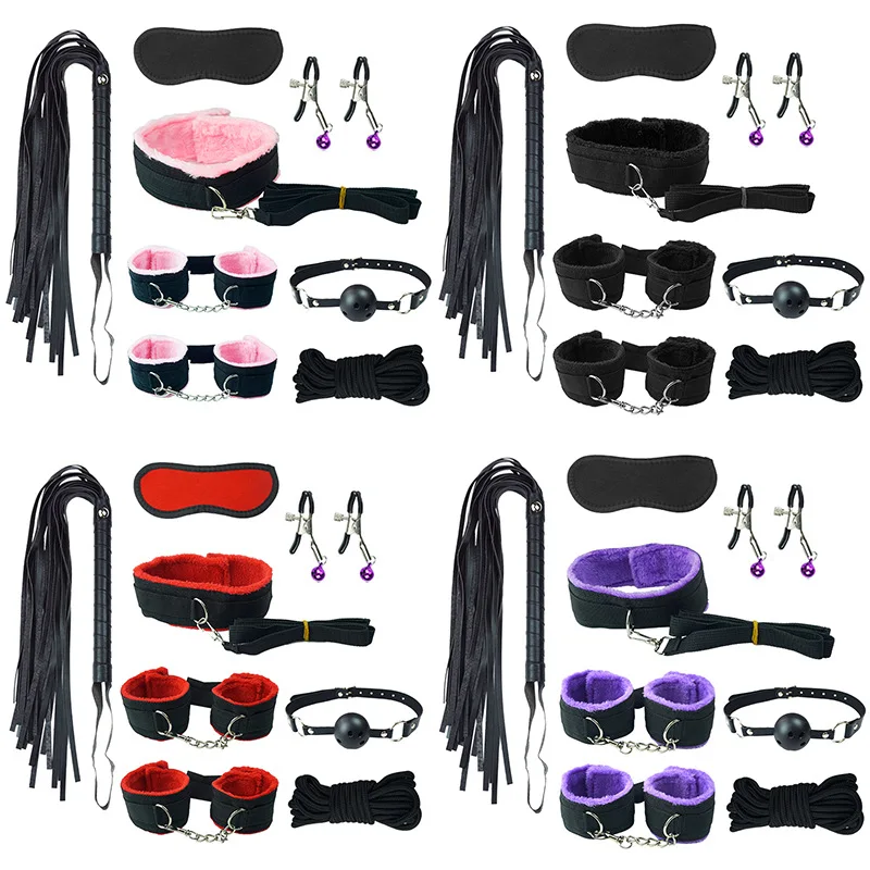 

Sacknove Couple Soft Nylon China 8 Pcs Sexy Flirt Fetish Handcuff Bed Restraint Kit Gear Tools Bondage Set Sex Toys