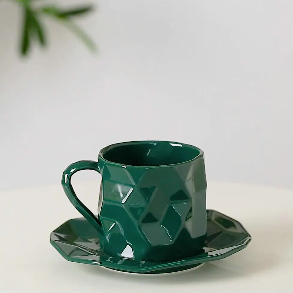 New design coffee shop used folding lines sky blue ceramic cappuccino coffee cup saucer.jpg