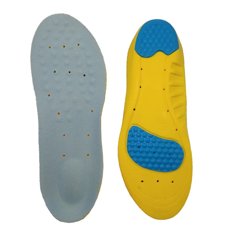 

Arch support functional shock absorb for shoes PU insoles manufacturer deodorant and anti-itching silver ion sport insole, Light blue and yellow