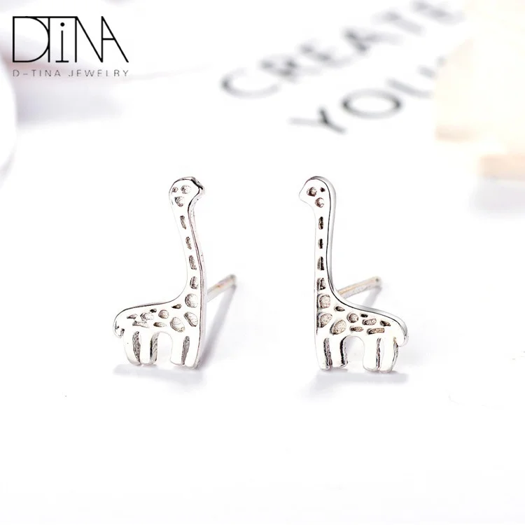 

DTINA 925 Silver Cute Animal Giraffe Simple Fashion Stud Earrings Gift