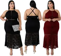 

91110-MX92 sexy halter lace plus size dress women sehe fashion