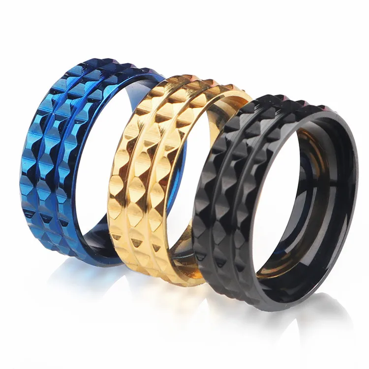 

Wholesale fashion 8MM domineering three-color irregular titanium steel ring men's wedding ring jewelry