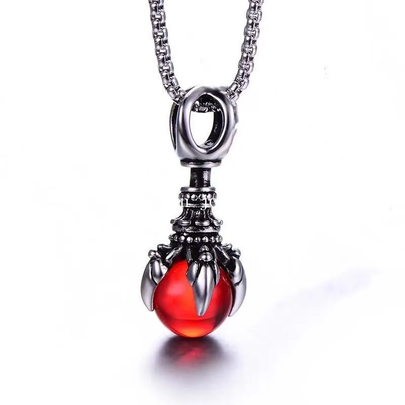 

Custom high quality stainless steel jewelry diamond pestle Glass Pearl Dragon Claw Pendant punk men's Pendant
