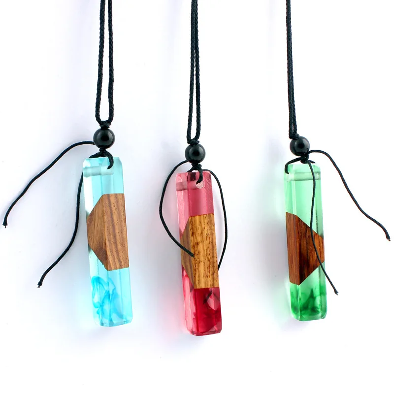 

2021 Resin Necklace Pendant With Wood Resin Pendant For Keychain Red Green Blue Resin Necklace Mold, Mixed color