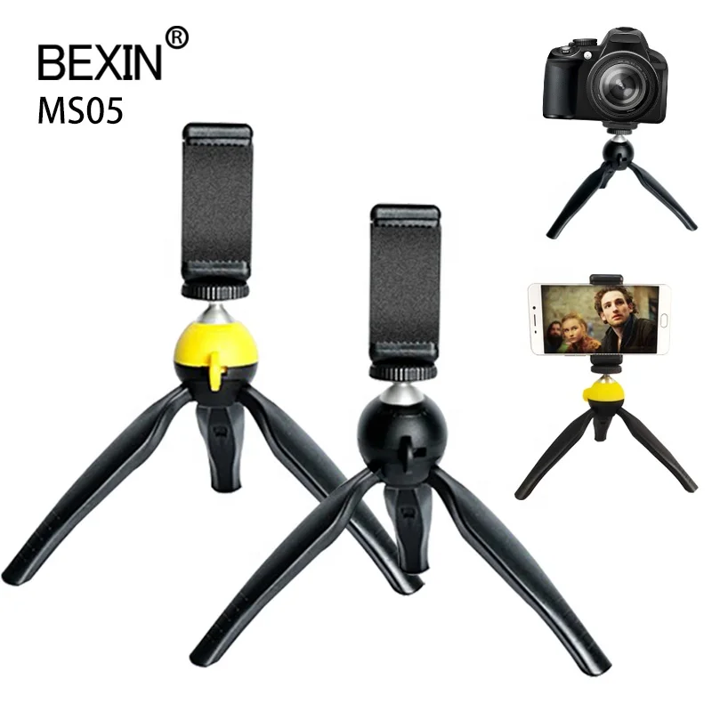 

BEXIN OEM ODM portable flexible phone supports stand holder Lightweight Camera tabletop mini tripod for dslr camera phone, Black,red ,yellow