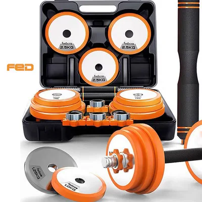 

10/15/20/30kg Steel Dumbbell For Fitness Equipment 2 in 1 Adjustable Dumbbell Set For Men and Women, Orange+silver