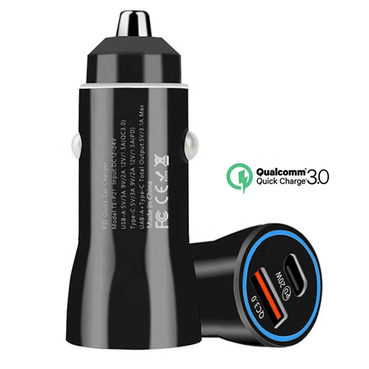 

New 38W Dual Port PD20W+QC3.0 Fast PD Car Charger USB Car Charger For iPhone 12/12 Pro/Max/12 Mini/11