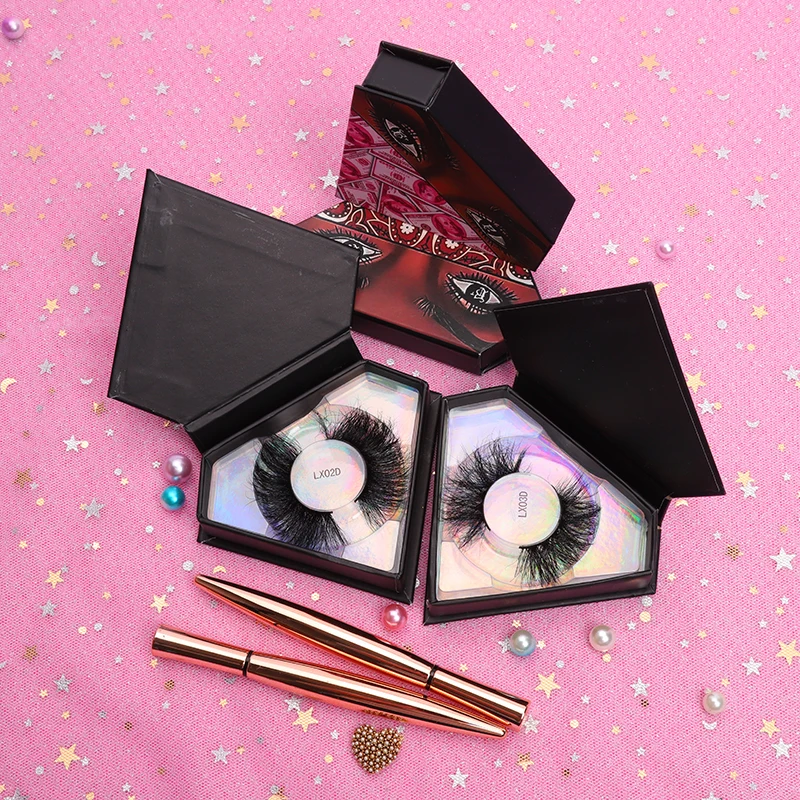 

Factory price 25mm 3d 100% mink eyelashes private label vendor wholesale 25mm lashes custom lash packaging boxes, Black