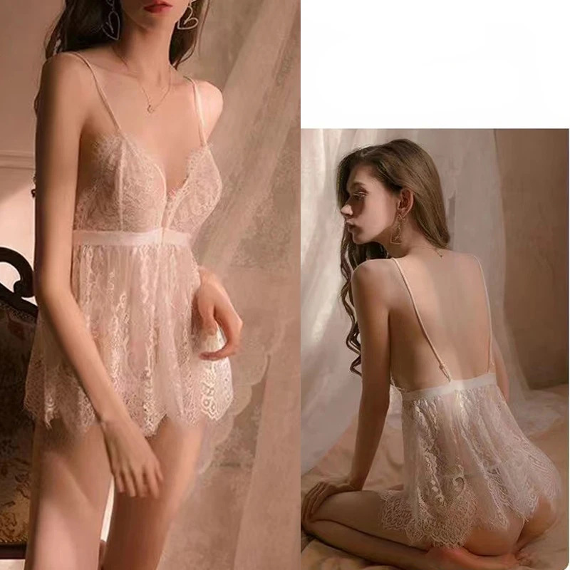 

New arrivals femm Backless lace sling sexy underwear womens Transparent panties erotic lingerie sexy lace night dress