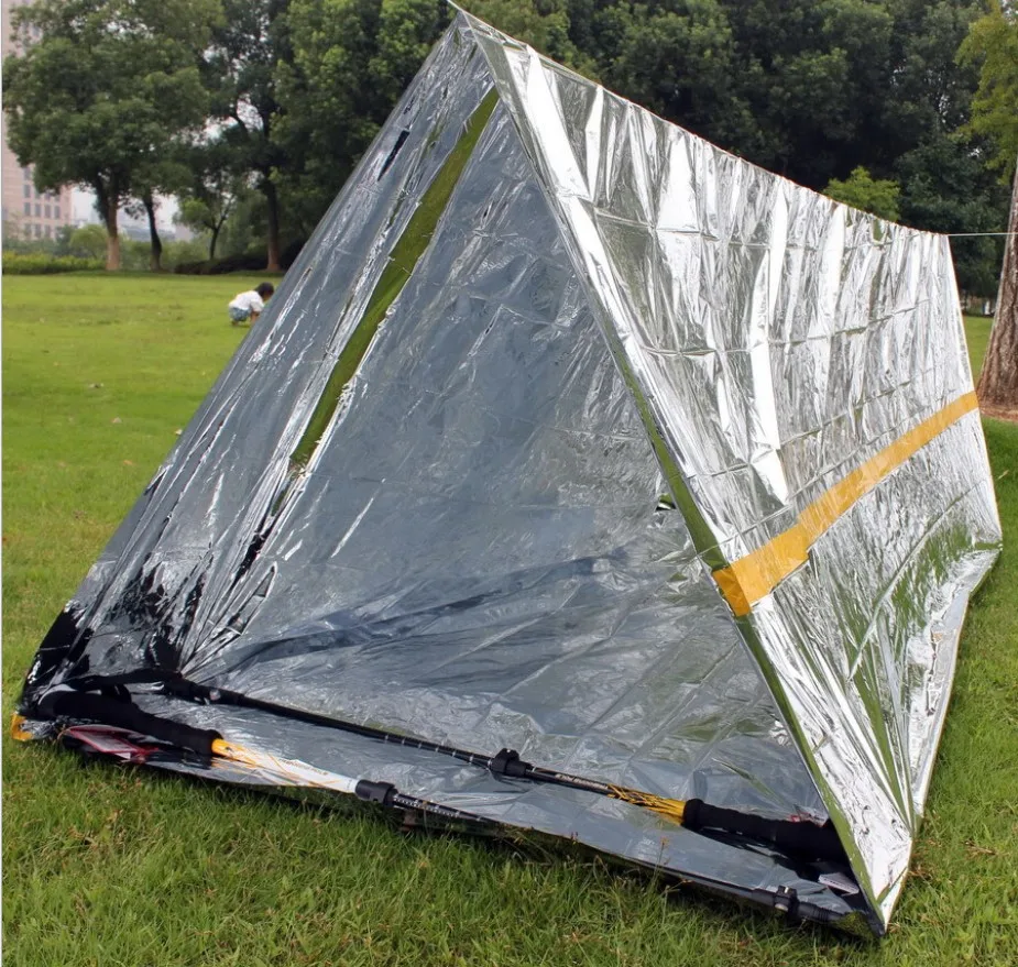 2 person mylar thermal shelter reflective material conserves