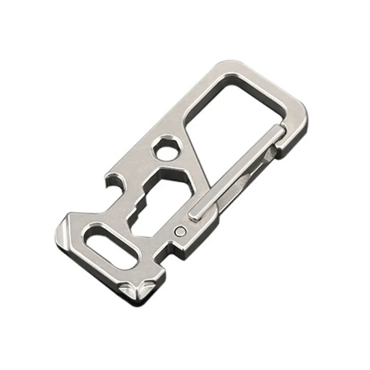 

Grade 5 multi function Titanium Keychain titanium bottle opener carabiner for outdoor, Silver