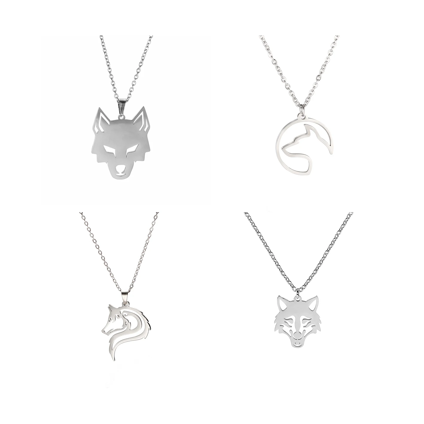 

Cute Stainless Steel Necklace Wolf Animal Wholesale Stainless Steel 18k Gold Necklace Stainless Steel Necklace Chain Men, As shown