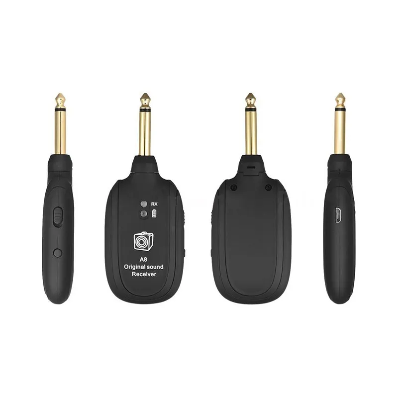 

A8 UHF Guitar Wireless System Transmitter Receiver Built-in Rechargeable wireless guitar transmitter