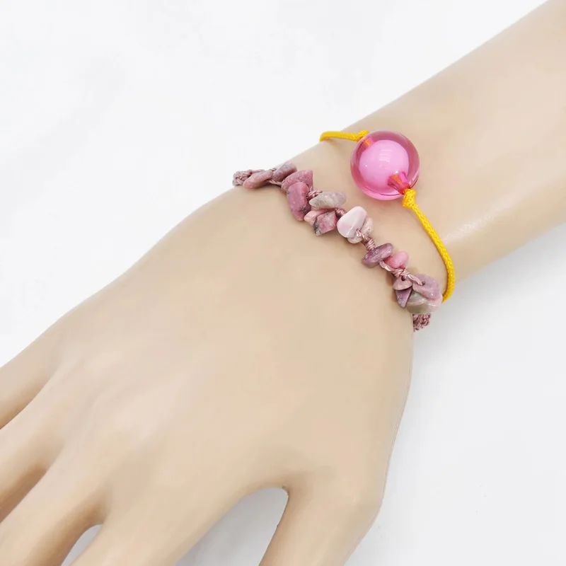 

Adjustable Diy Woven Braided Rope Acrylic Bracelet Custom Unisex Hand Made Friendship Bracelets, Pink,brown