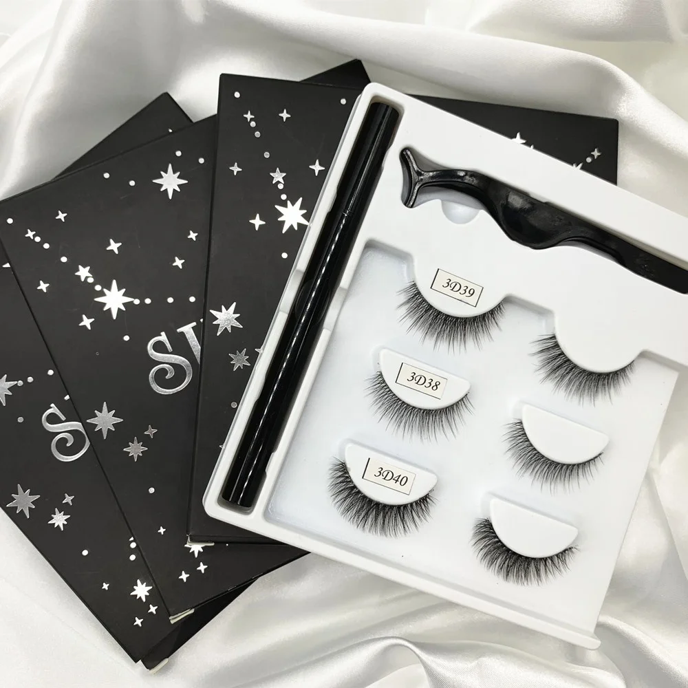 

Selfadhesive Eyelashes Set Eyelash Set With Glue 3d Mink Eyelashes Set