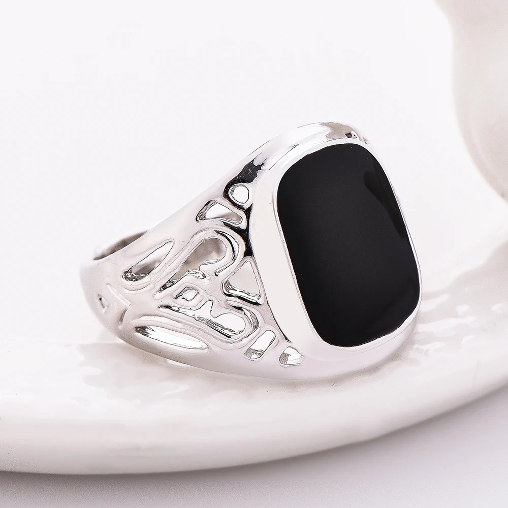 

2020 New popular Trendy Hip Hop Rock Punk Hollow-Out black ring Fashion Luxury Personality open Rings jewelry for Men women