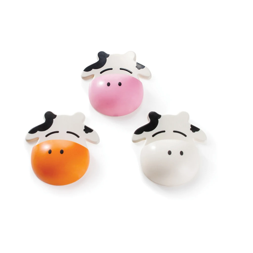 

Cute Wall Mounted Cow Toothpaste Dispenser Toothbrush Holder Kids, White, pink and orange