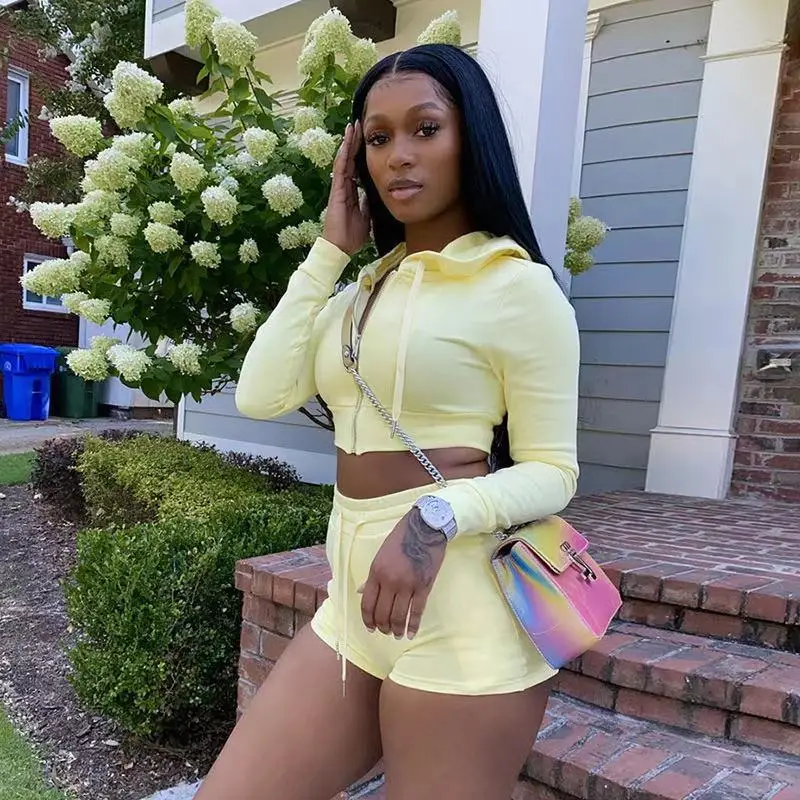 

2021 Summer Women Clothing Crop top Tshirt with Shorts Two Piece Outfit 2 Piece Short Set, 5 colors