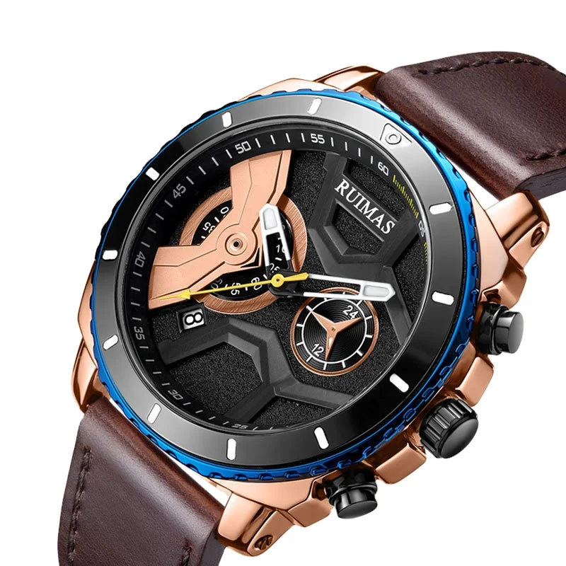 

Men Leather Business Quartz Clock Men Creative Army Military Wrist Watches