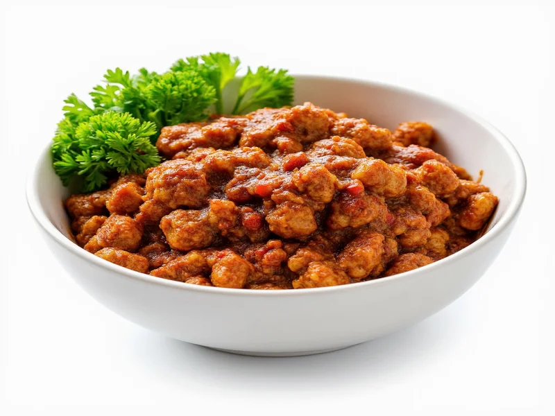 Homemade hamburger helper in white bowl with fresh parsley