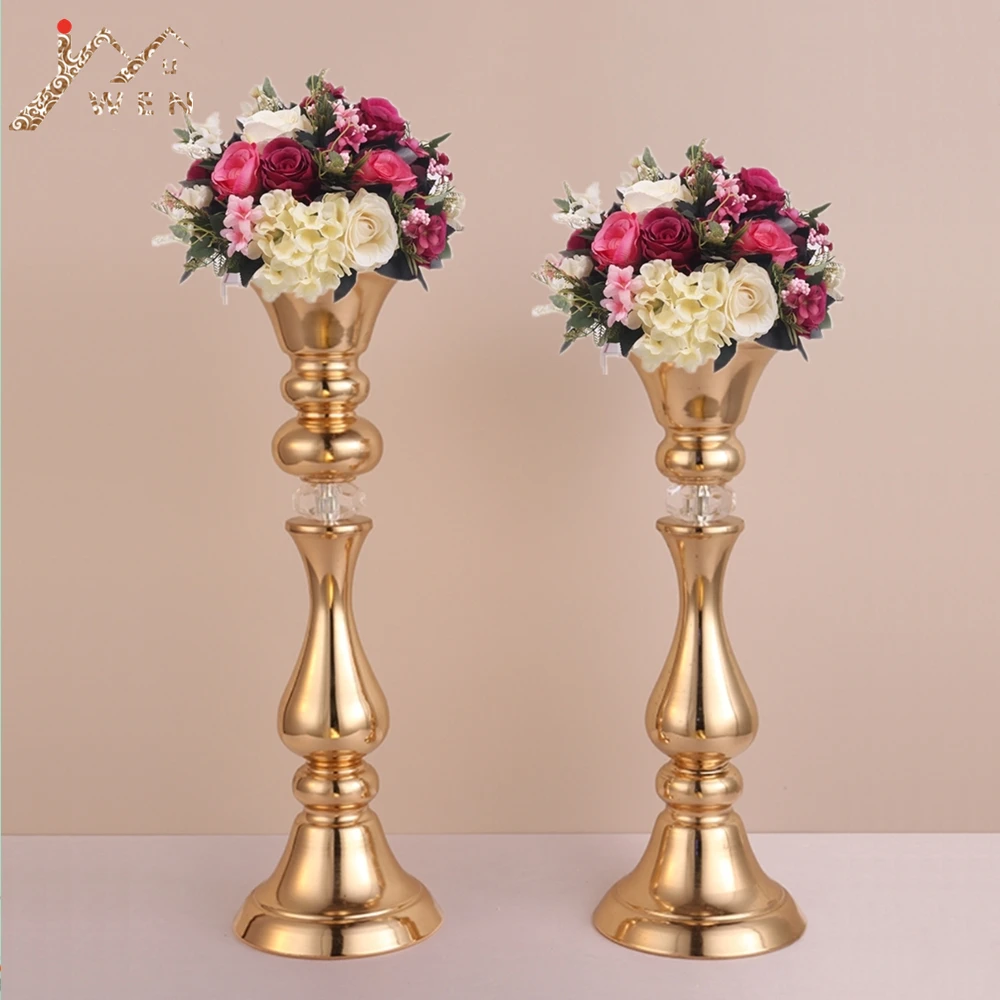 

Gold Flower Rack 45/50 cm Tall Candle Holder Wedding Table Centerpieces Vase Decoration Event Party Road Lead