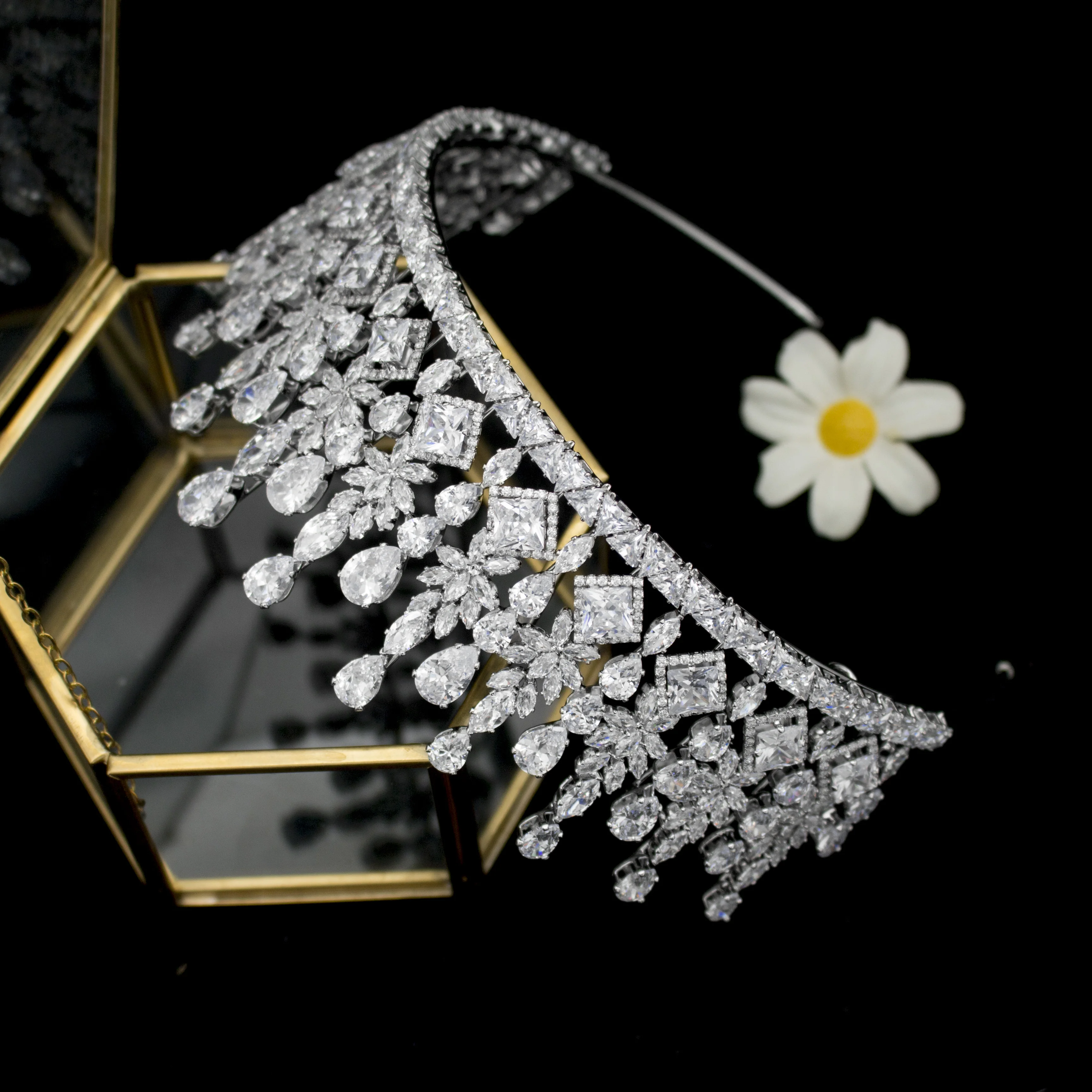 

GS1618 Exquisite CZ Zircon Shinning Women Hair Accessories Royal Wedding Tiaras Crown, Sliver