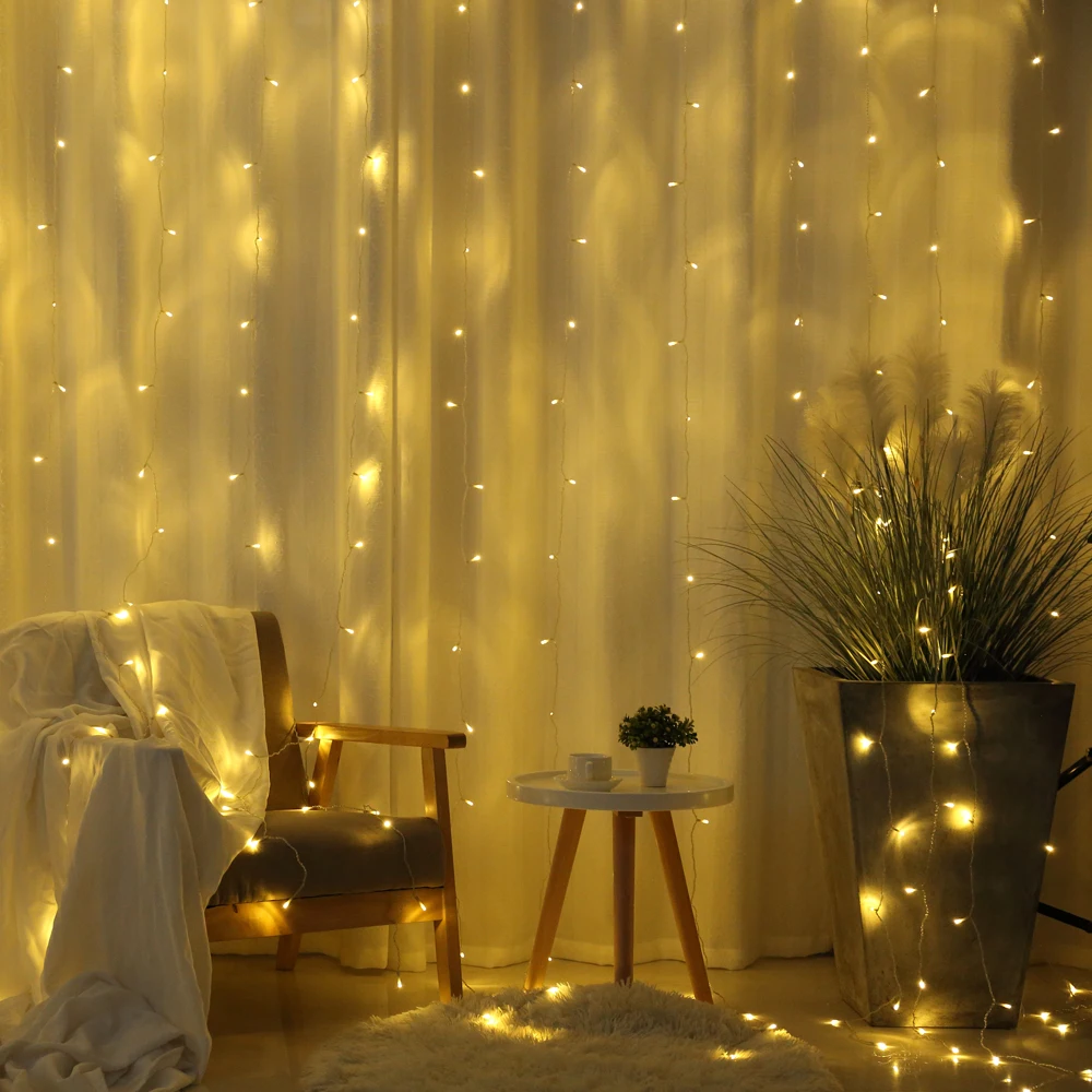 3M*2M 240 led  Curtain Lights for Wedding Room Indoor  warm white Decoration