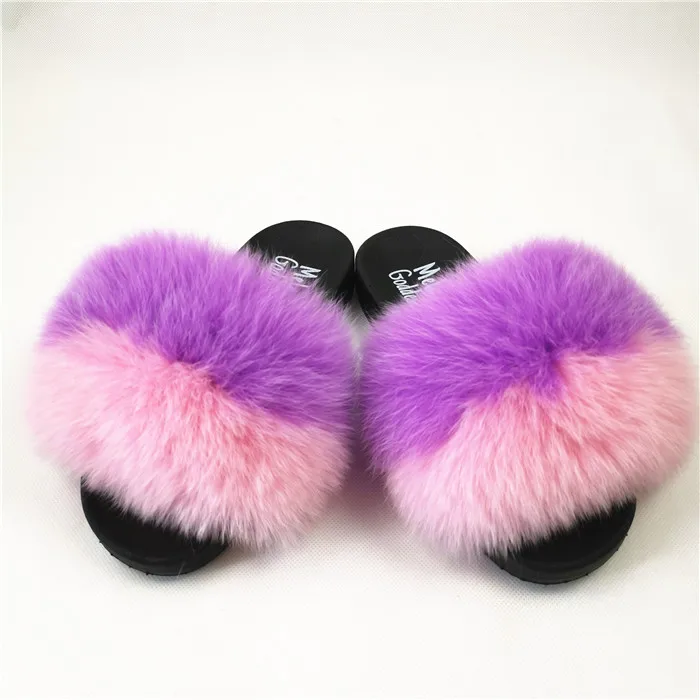 

Factory Direct Wholesale fur slides racoon fur slippers women big fur slides