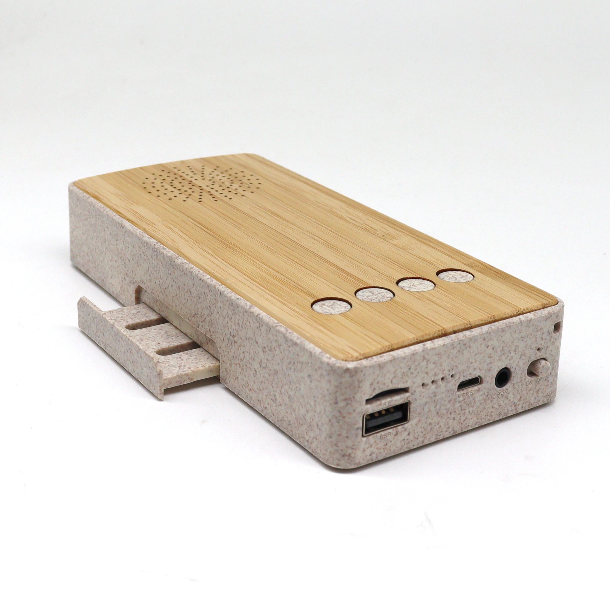 

innovative products 2021 eco friendly wheat straw power bank 10000mah portable speaker multi function power banks, Wood/bamboo/straw