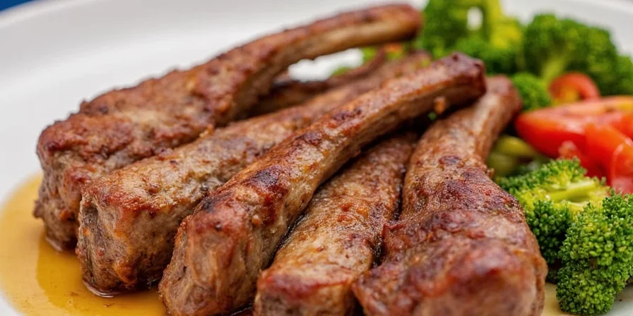 Searing lamb chops in a cast iron skillet