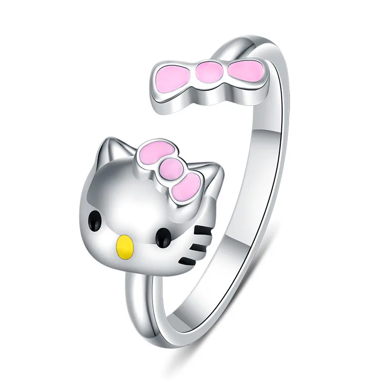 

925 Sterling Silver Animal Ring Cute Cat Open Ring For Women and Girls, As pic shown
