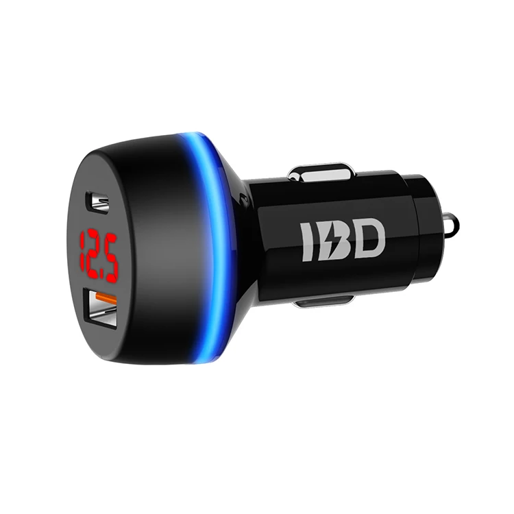 

Extensive Compatibility 36w Support Fcp Qc3.0 2 Port Pd Usb Car Charger With Led Light Ring And Display