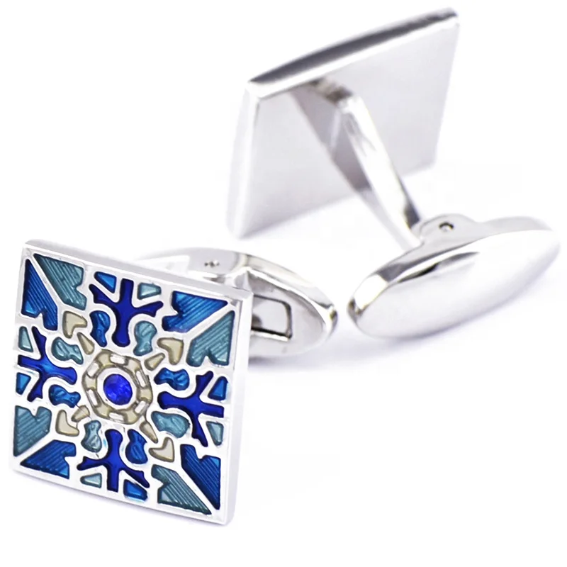 

Metal luxury men accessory gold silver enamel cuff links