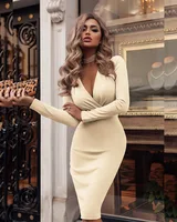

Deep V Women Dress Autumn Lady Sexy Fashion Designer Dress Women