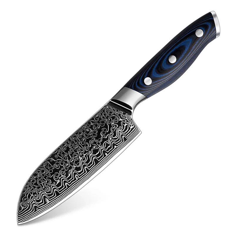 

5 Inch Santoku Knife Damascus Kitchen Knife Ultra Sharp Blade Japanese Steel High Carbon AUS-10 67-Layer Santoku Chef Knife