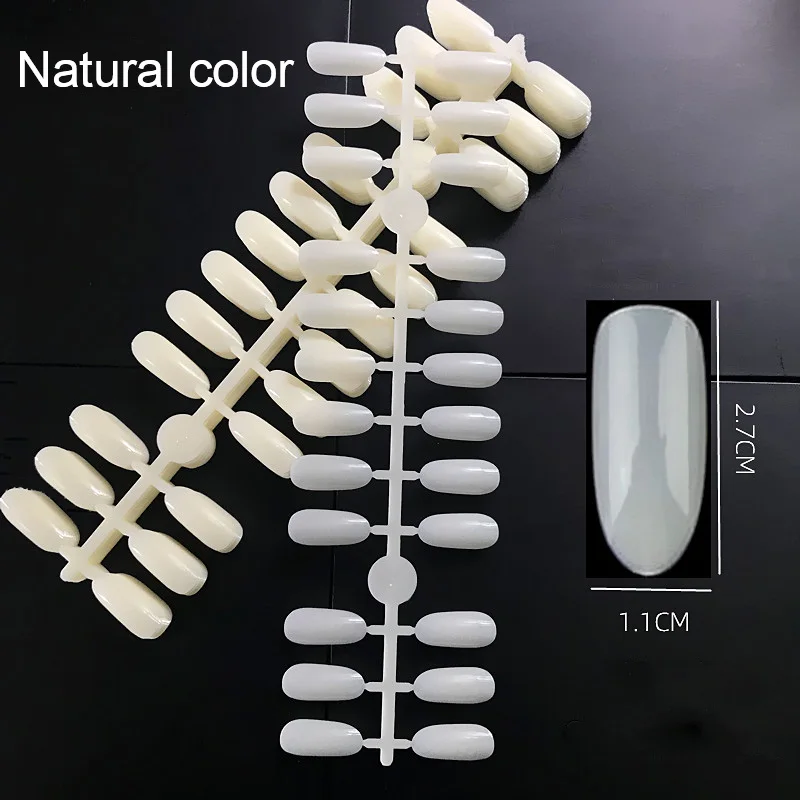 

Professional  Natural Flatback Nail Tips Gel Polish Display Palette Oval Full Cover Clear Natural Nail Practice Art Tools, 4 options