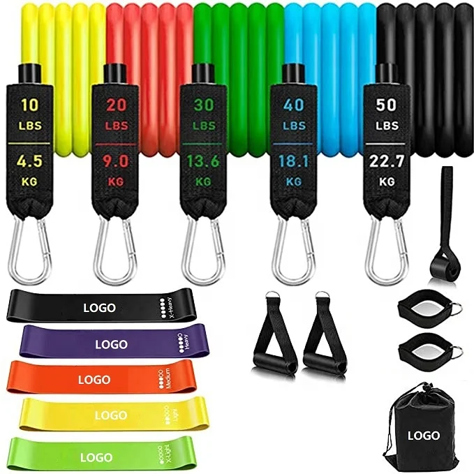 

GOGR Resistance Bands Set Workout Stackable Exercise Bands with Handles Resistance Loop Bands Jump Rope