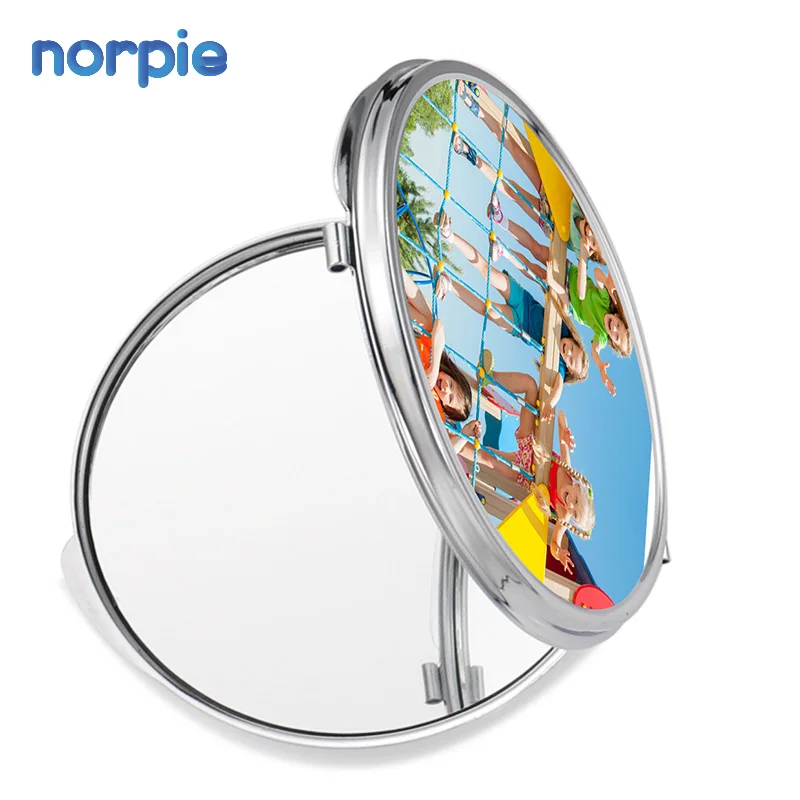 Fashion Small Makeup Mirror Sublimation Round Shape Compact Metal