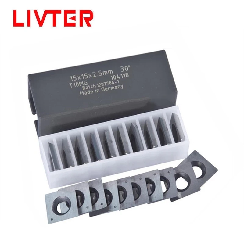 

LIVTER 10pcs tungsten carbide inserts blade for router bit / milling cutter / planer helical spiral cutter head, Picture