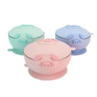 

Hot selling pig animal gift food grade silicone suction baby bowl