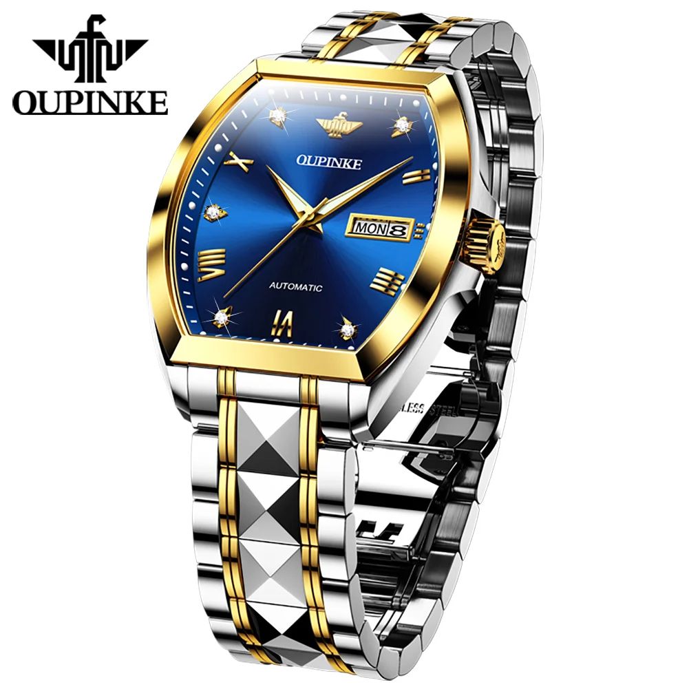 

Oupinke 3200 OEM Custom Logo Luxury Classic Bucket shape Mechanical Square Automatic Watch Men Wristwatches