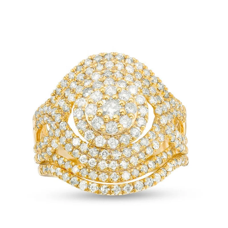 

Luxury Cubic Zirconia Ring Set for Women Fashion Ladies Engagement Finger Jewelry Crystal Rhinestone Wedding Ring