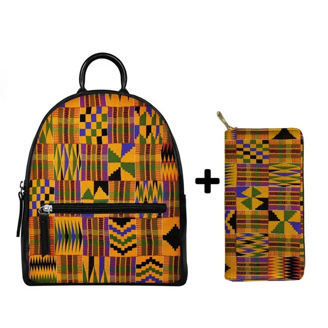 

Women Shoulder Phone Purse Korean Style New Trendy Female Bagpack Vintage African Kente Design Mini Backpack, Customized color