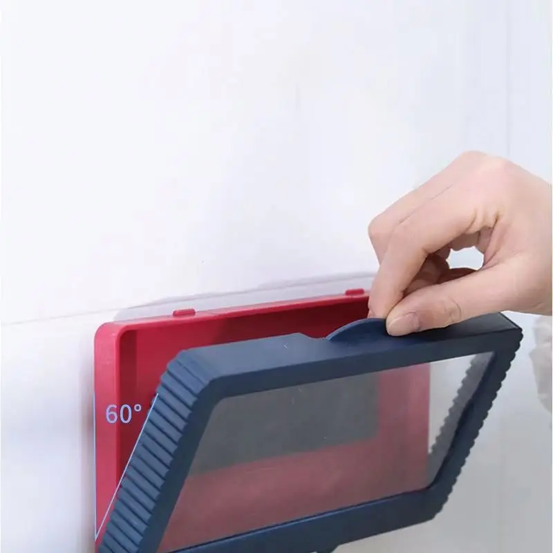 

Bathroom waterproof mobile phone box bracket Wall mounted sealed Touch screen phone holder without punching, White, blue